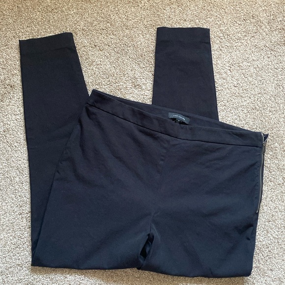 12 Ann Taylor Womens High Rise Buttonless Work Skinny Pant in Black - Picture 2 of 7